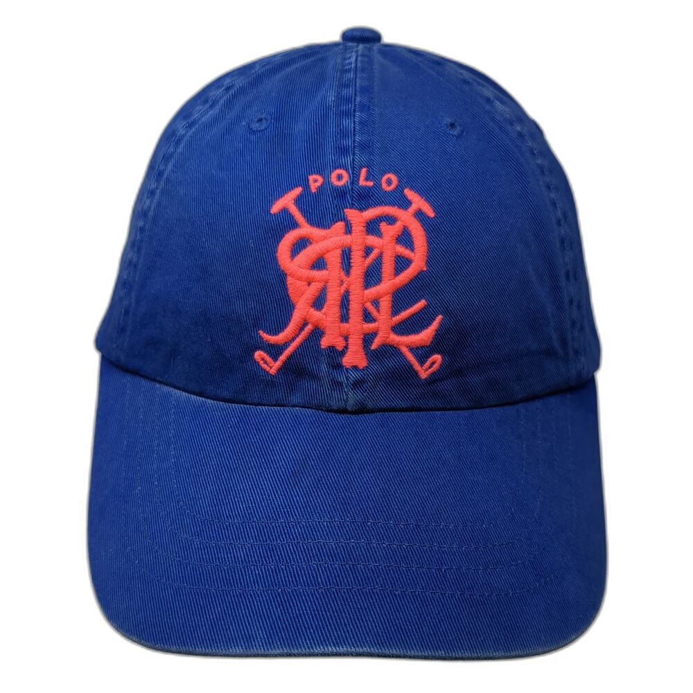 Polo Ralph Lauren Baseball Cap Blue Pink One Size Monogram Crossed Mallets Hat